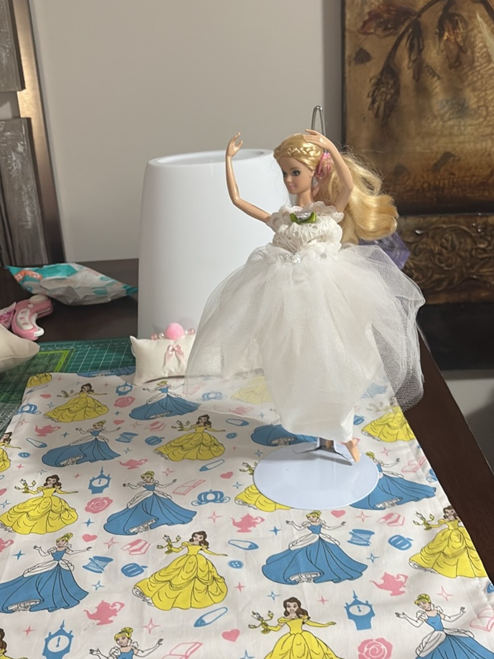 Princess- doll quilt with doll and skirts handmade